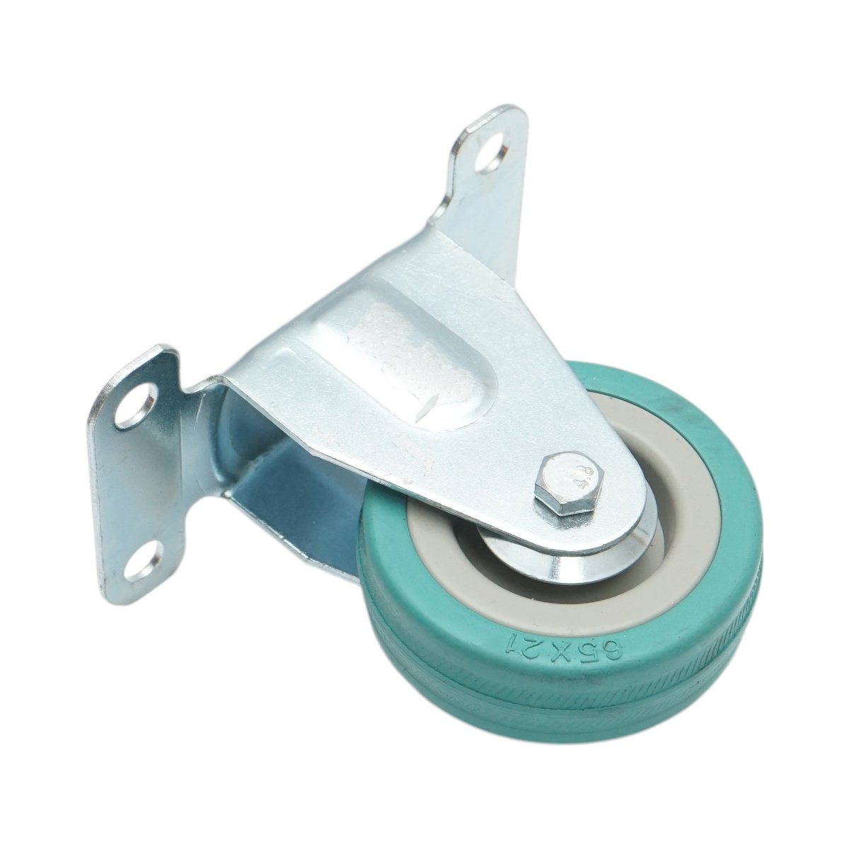 Roata fixa 65x19mm fara frana, cauciuc plin albastru, placa otel 100x59mm 35kg - imagine 6