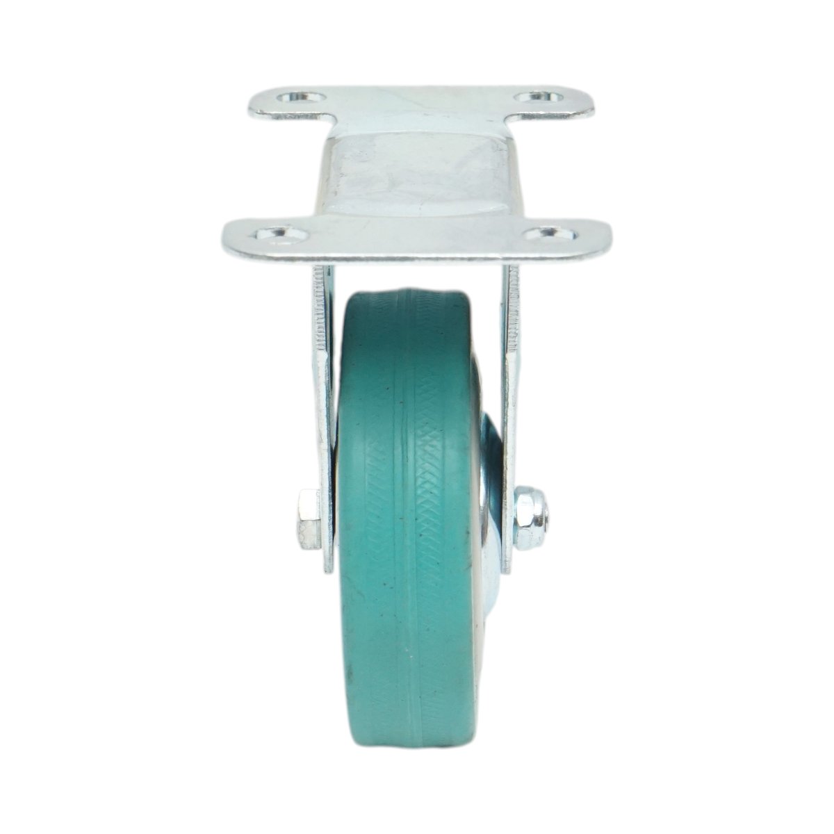 Roata fixa 75x21mm fara frana, cauciuc plin albastru, placa otel 100x59mm 45kg - imagine 4