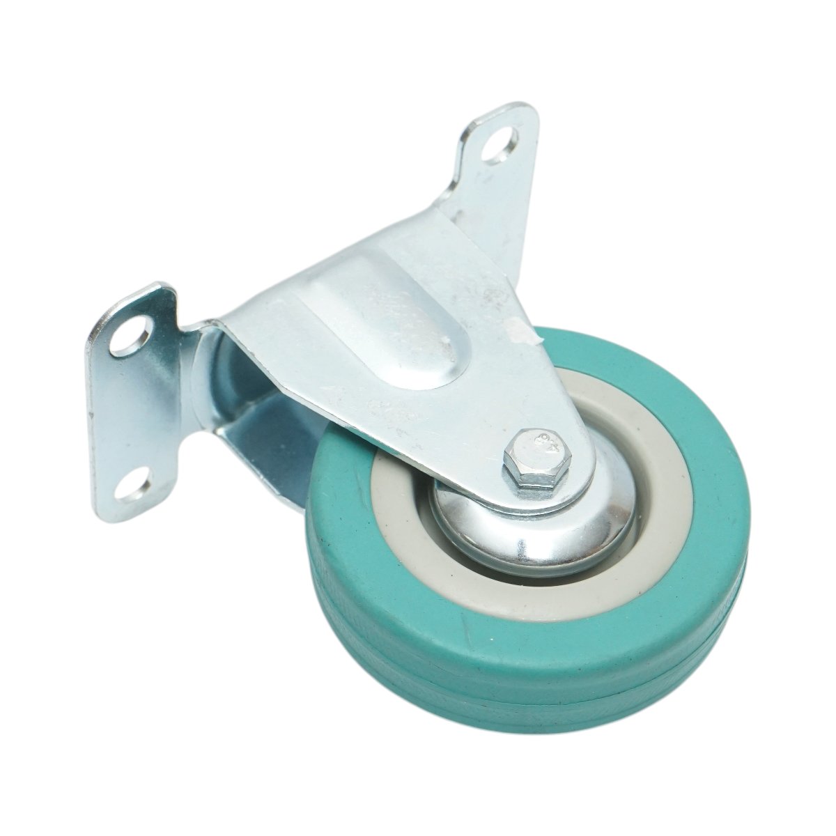 Roata fixa 75x21mm fara frana, cauciuc plin albastru, placa otel 100x59mm 45kg - imagine 6