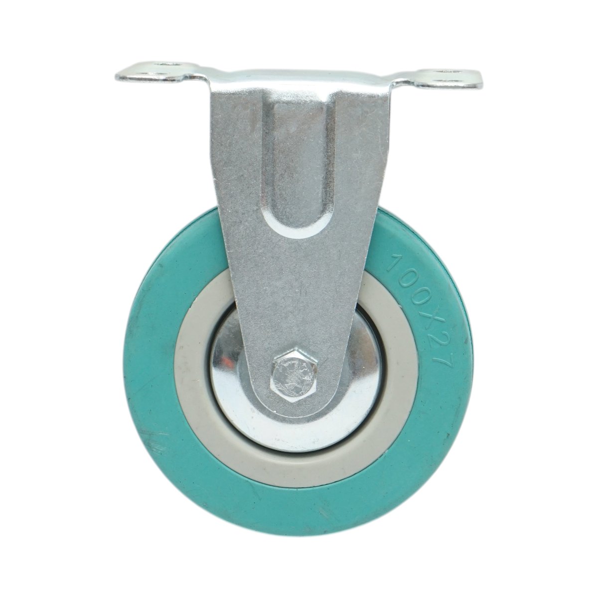 Roata fixa 100x26mm fara frana, cauciuc plin albastru, placa otel 100x59mm 55kg - imagine 2