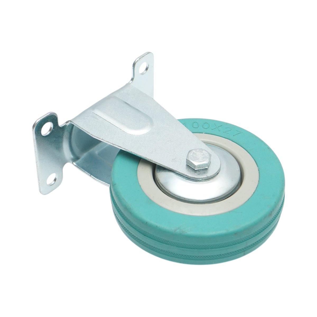 Roata fixa 100x26mm fara frana, cauciuc plin albastru, placa otel 100x59mm 55kg - imagine 6