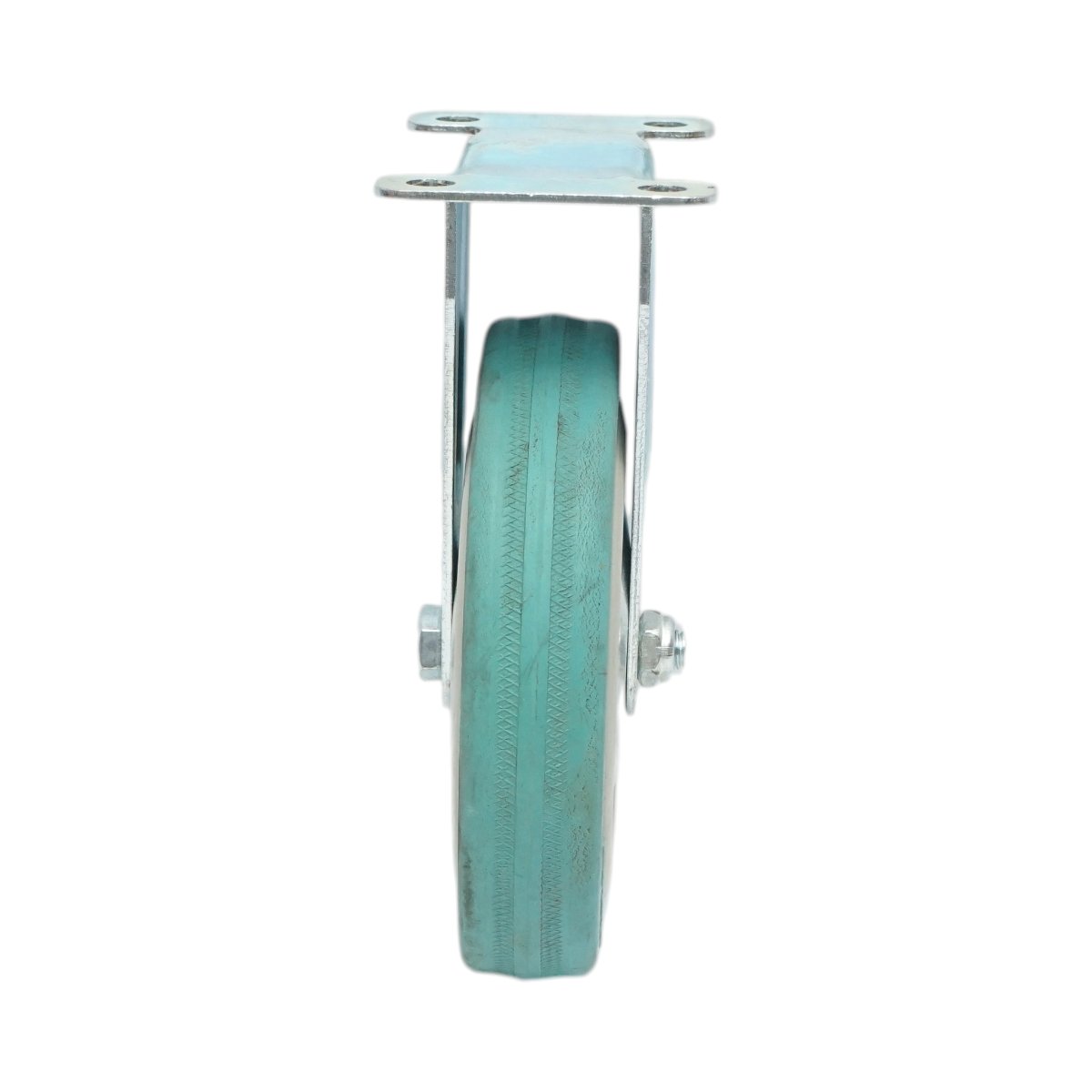 Roata fixa 125x27mm fara frana, cauciuc plin albastru, placa otel 100x59mm 60kg - imagine 4