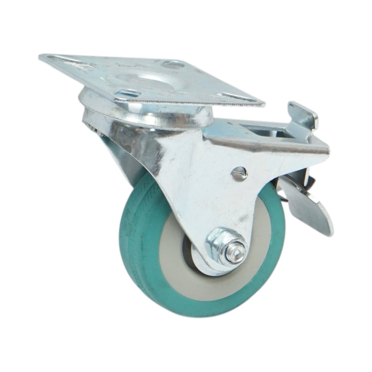 Roata pivotanta 50x16mm cu frana, cauciuc plin albastru, placa otel 50x50mm 27kg - imagine 5