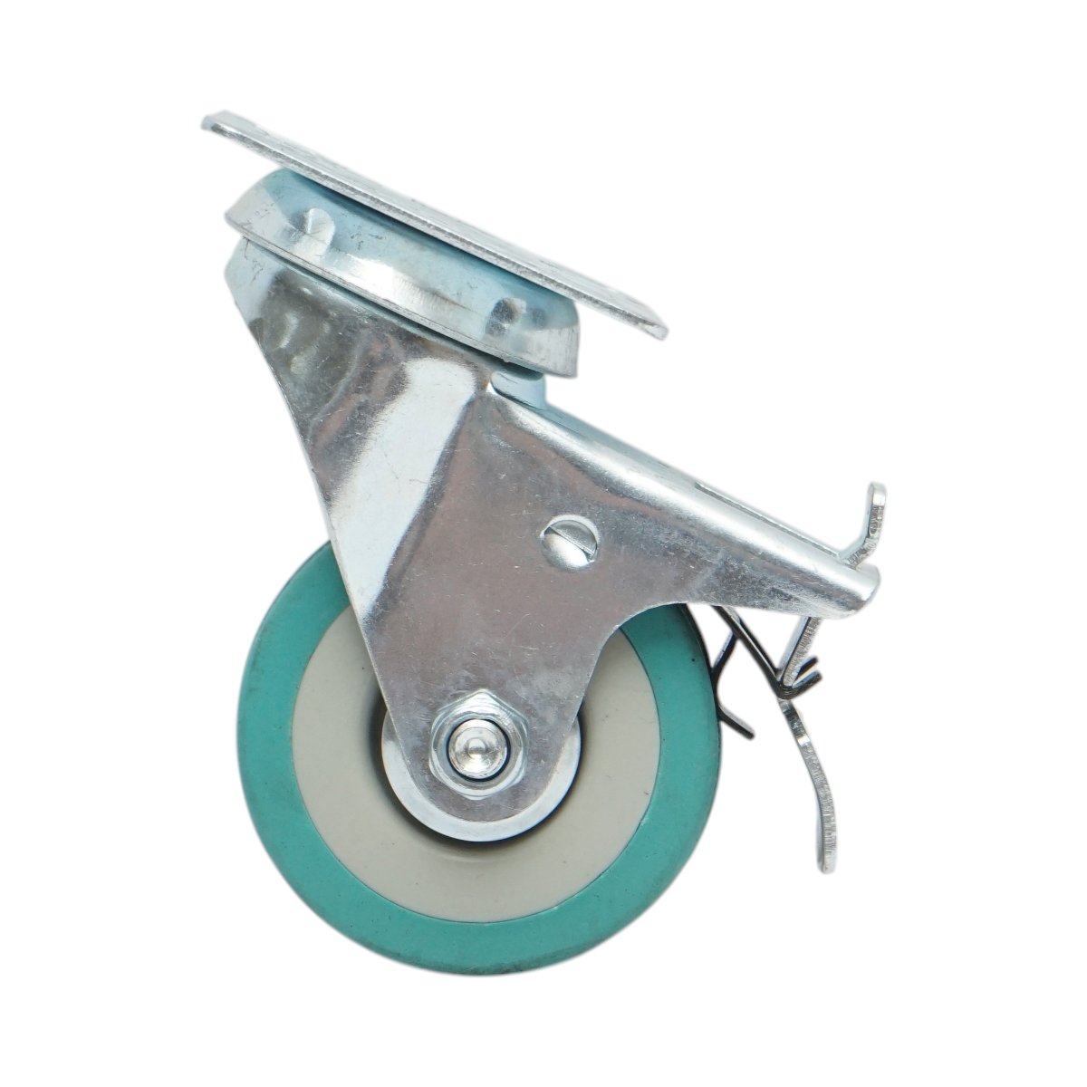 Roata pivotanta 50x16mm cu frana, cauciuc plin albastru, placa otel 50x50mm 27kg - imagine 2