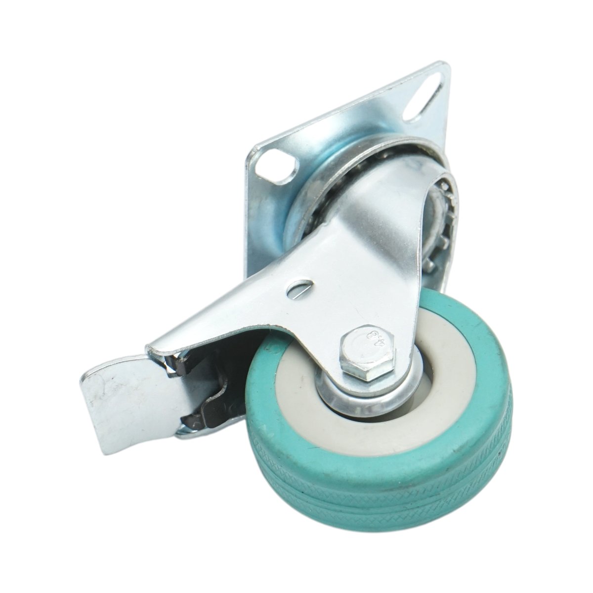 Roata pivotanta 50x16mm cu frana, cauciuc plin albastru, placa otel 50x50mm 27kg - imagine 6