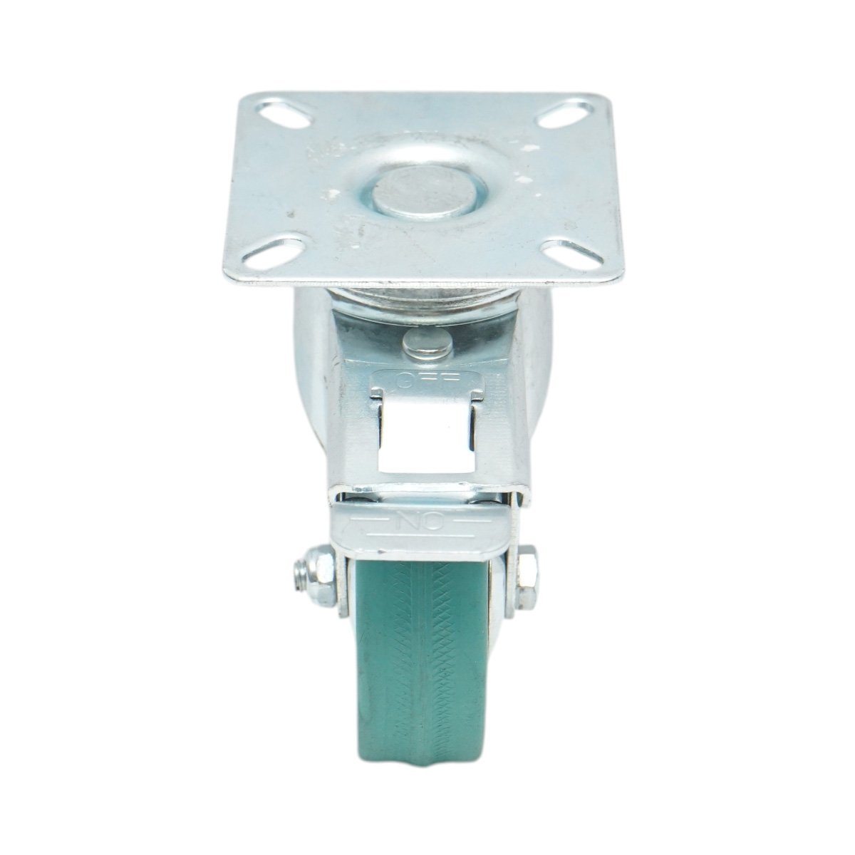 Roata pivotanta 65x19mm cu frana, cauciuc plin albastru, placa otel 65x65mm 35kg - imagine 4