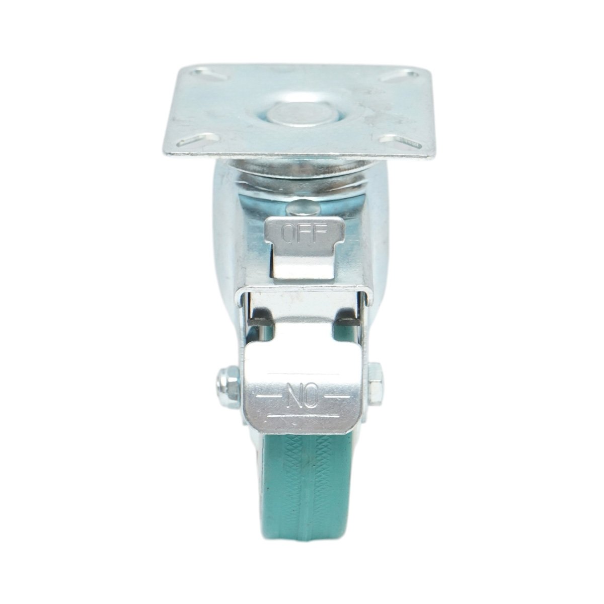 Roata pivotanta 75x21mm cu frana, cauciuc plin albastru, placa otel 65x65mm 45kg - imagine 4
