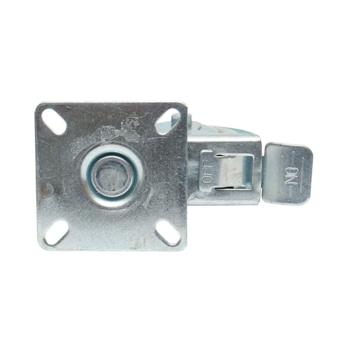 Roata pivotanta 75x21mm cu frana, cauciuc plin albastru, placa otel 65x65mm 45kg - imagine 7