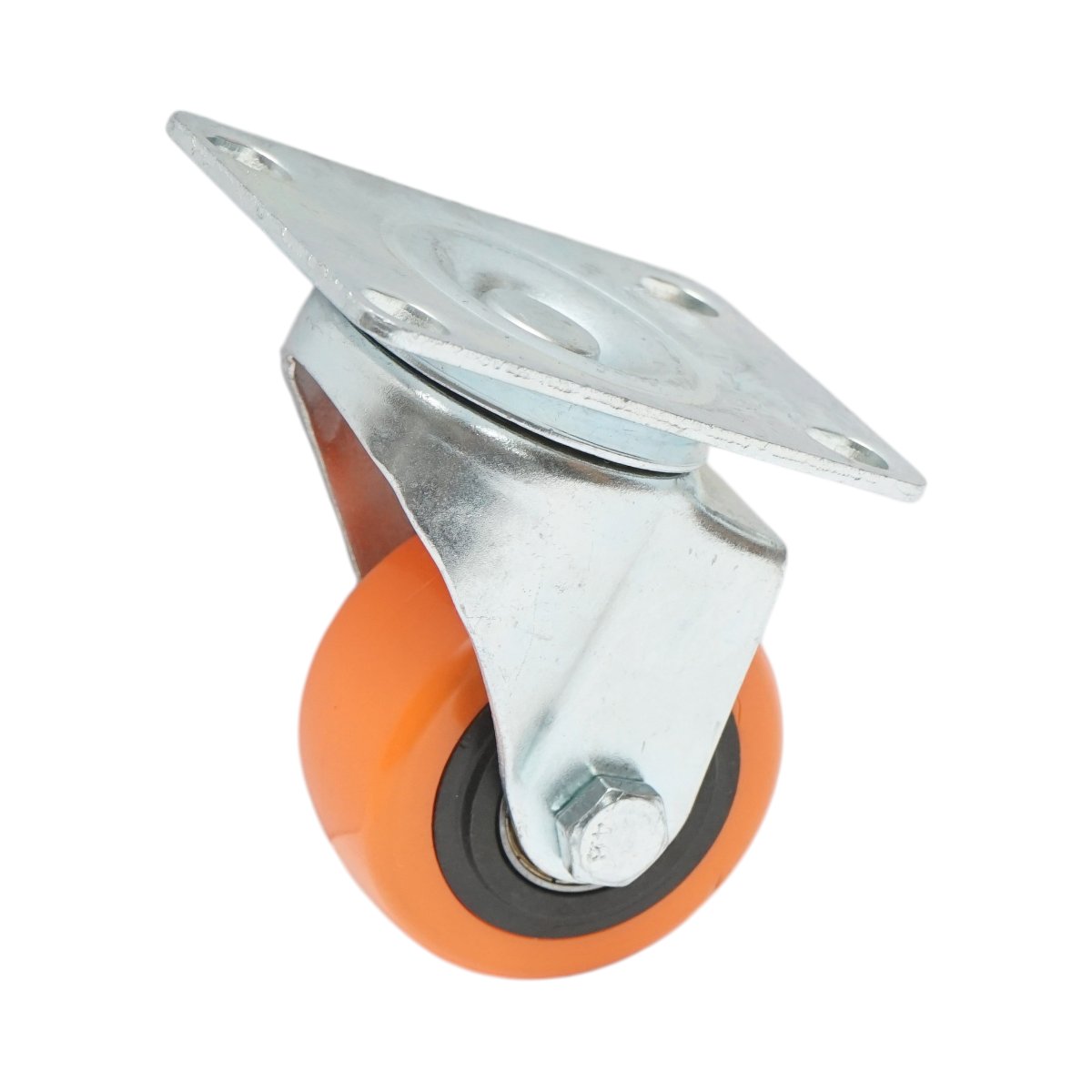 Roata pivotanta 64x31mm fara frana, PVC portocaliu, placa otel 94x63mm 60kg - imagine 5