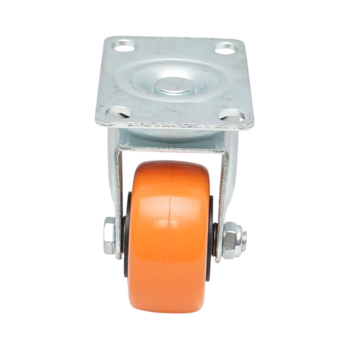 Roata pivotanta 64x31mm fara frana, PVC portocaliu, placa otel 94x63mm 60kg - imagine 4