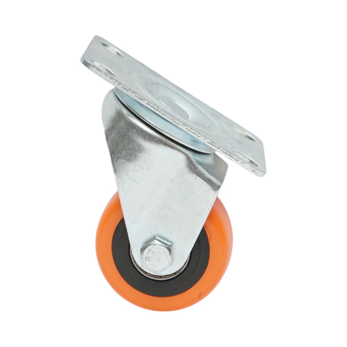 Roata pivotanta 64x31mm fara frana, PVC portocaliu, placa otel 94x63mm 60kg - imagine 2