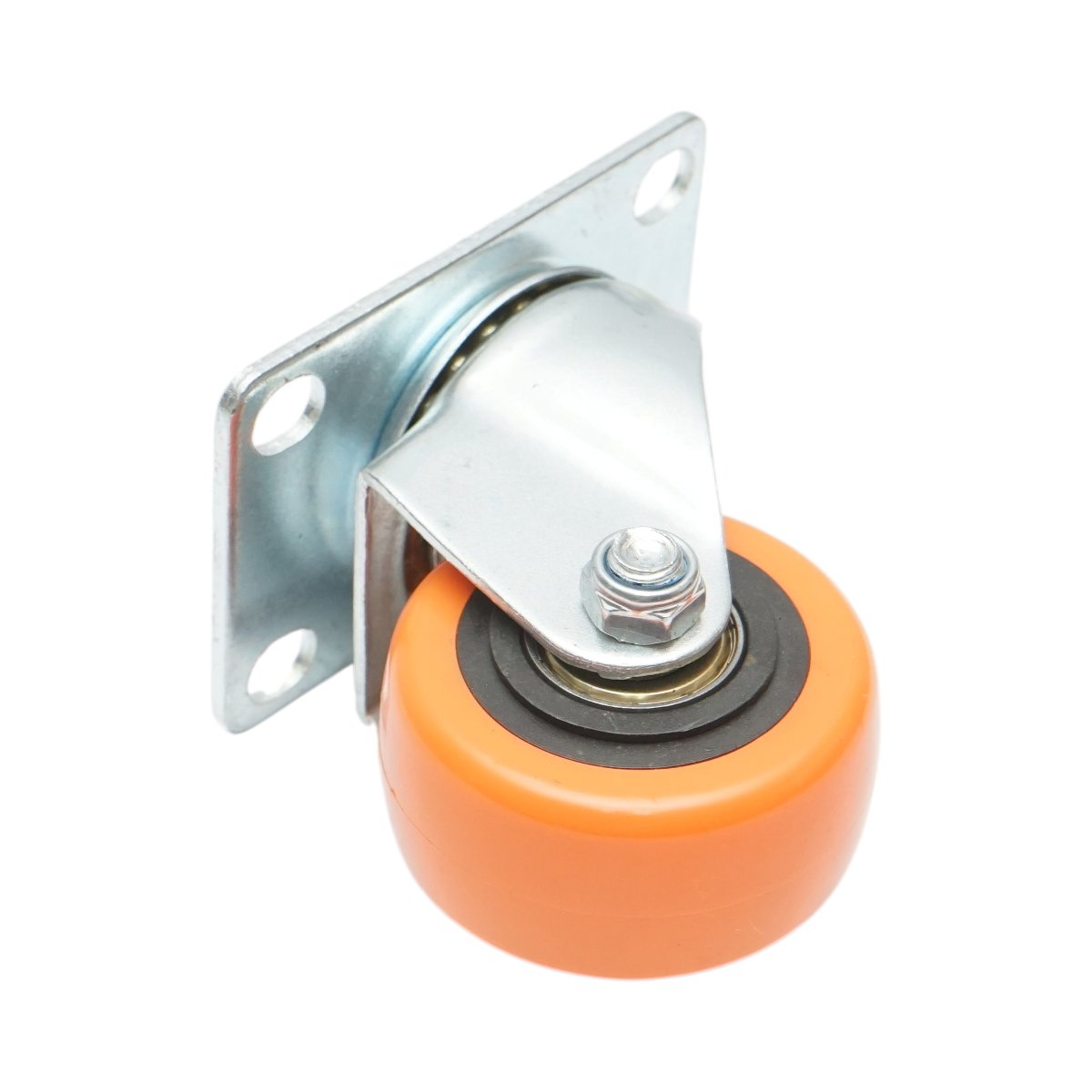 Roata pivotanta 64x31mm fara frana, PVC portocaliu, placa otel 94x63mm 60kg - imagine 6
