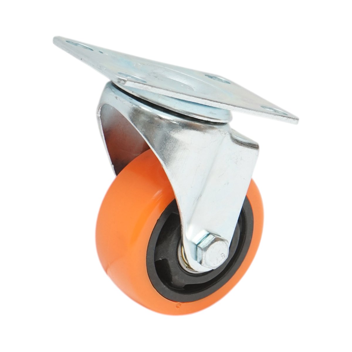 Roata pivotanta 75x31mm fara frana, PVC portocaliu, placa otel 94x63mm 80kg - imagine 5