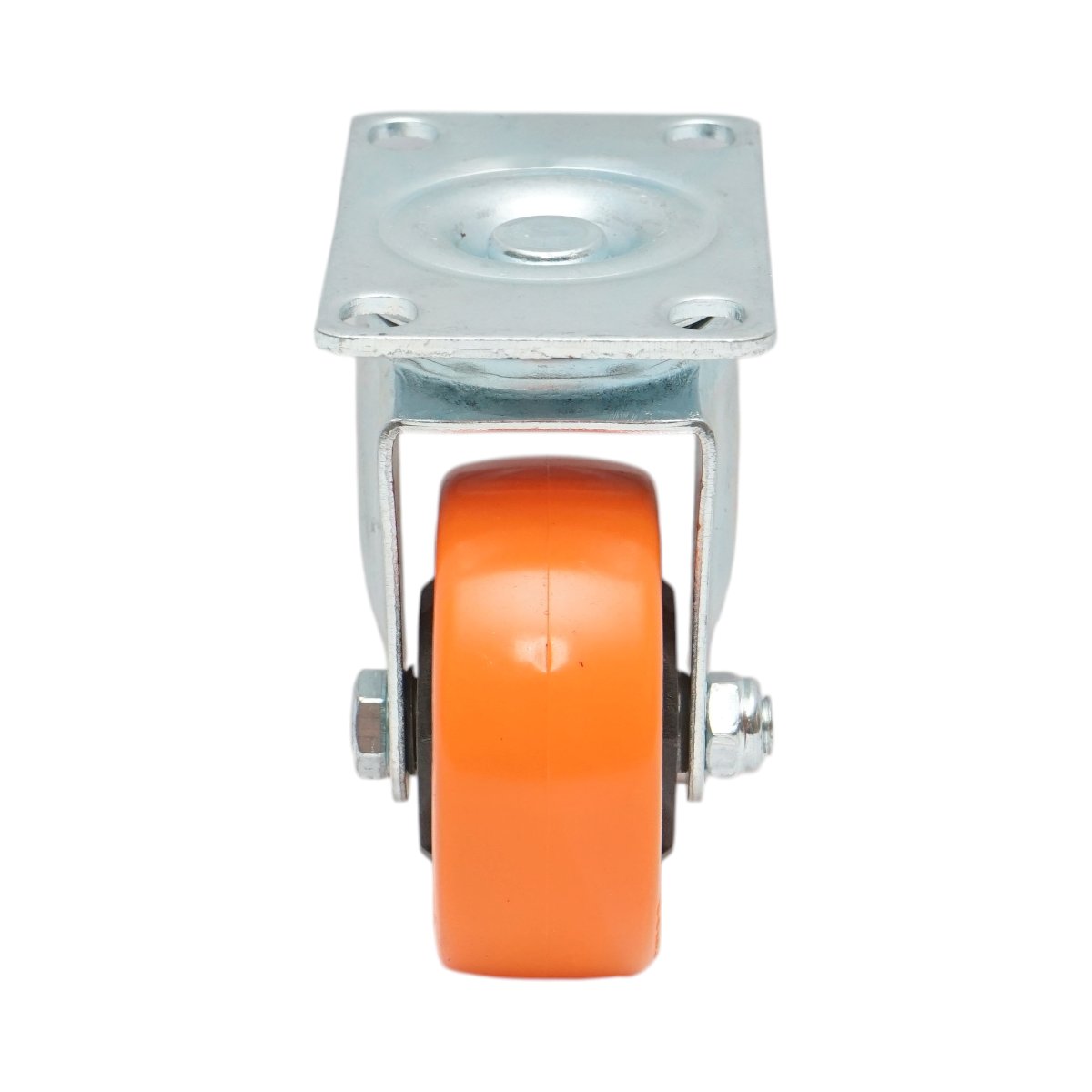 Roata pivotanta 75x31mm fara frana, PVC portocaliu, placa otel 94x63mm 80kg - imagine 4