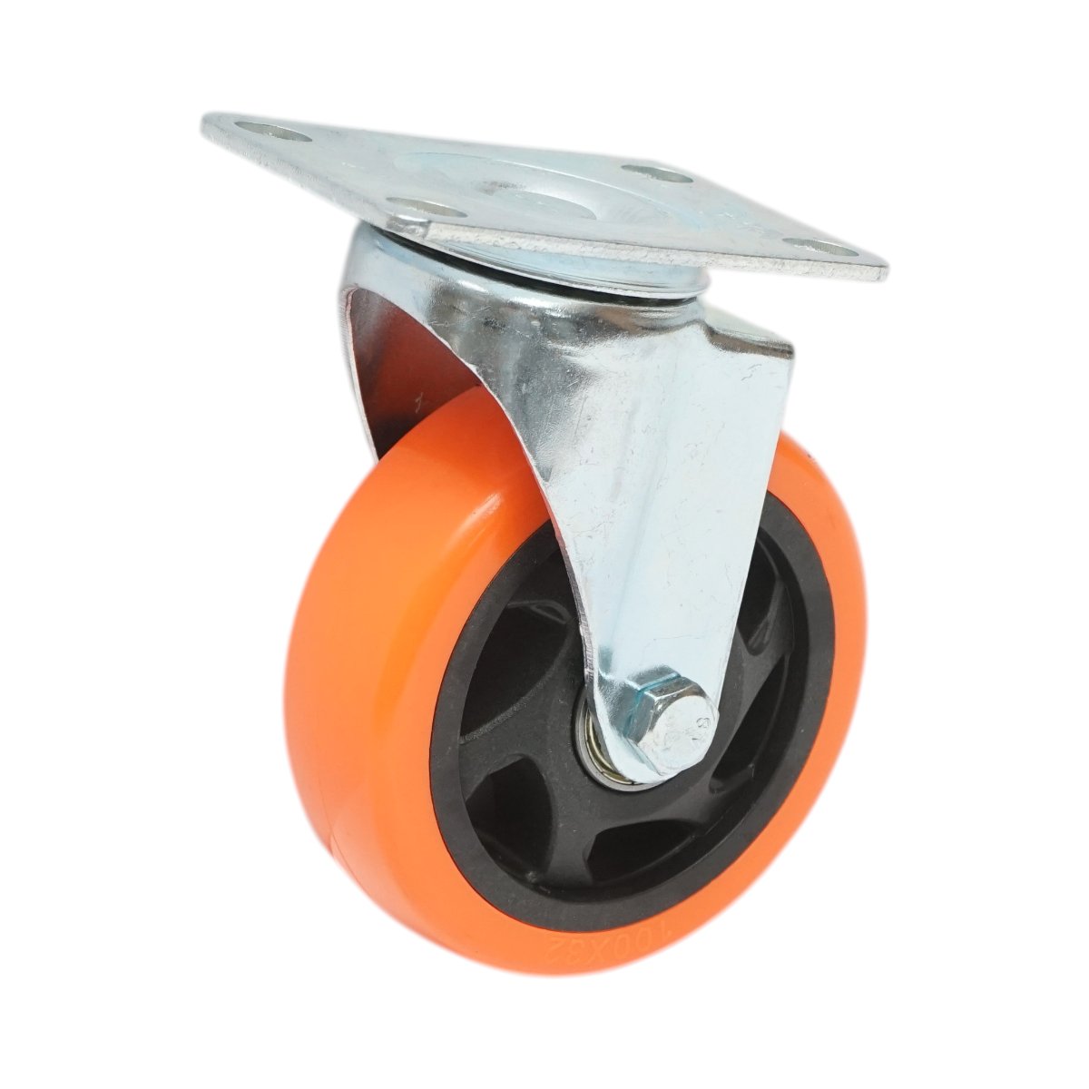 Roata pivotanta 100x31mm fara frana, PVC portocaliu, placa otel 94x63mm 90kg - imagine 5