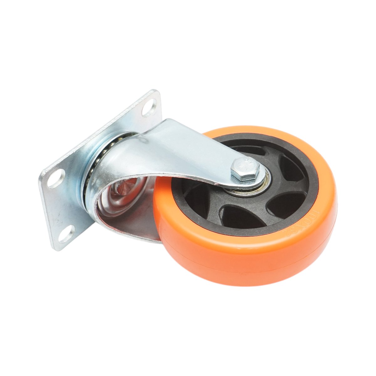 Roata pivotanta 100x31mm fara frana, PVC portocaliu, placa otel 94x63mm 90kg - imagine 6