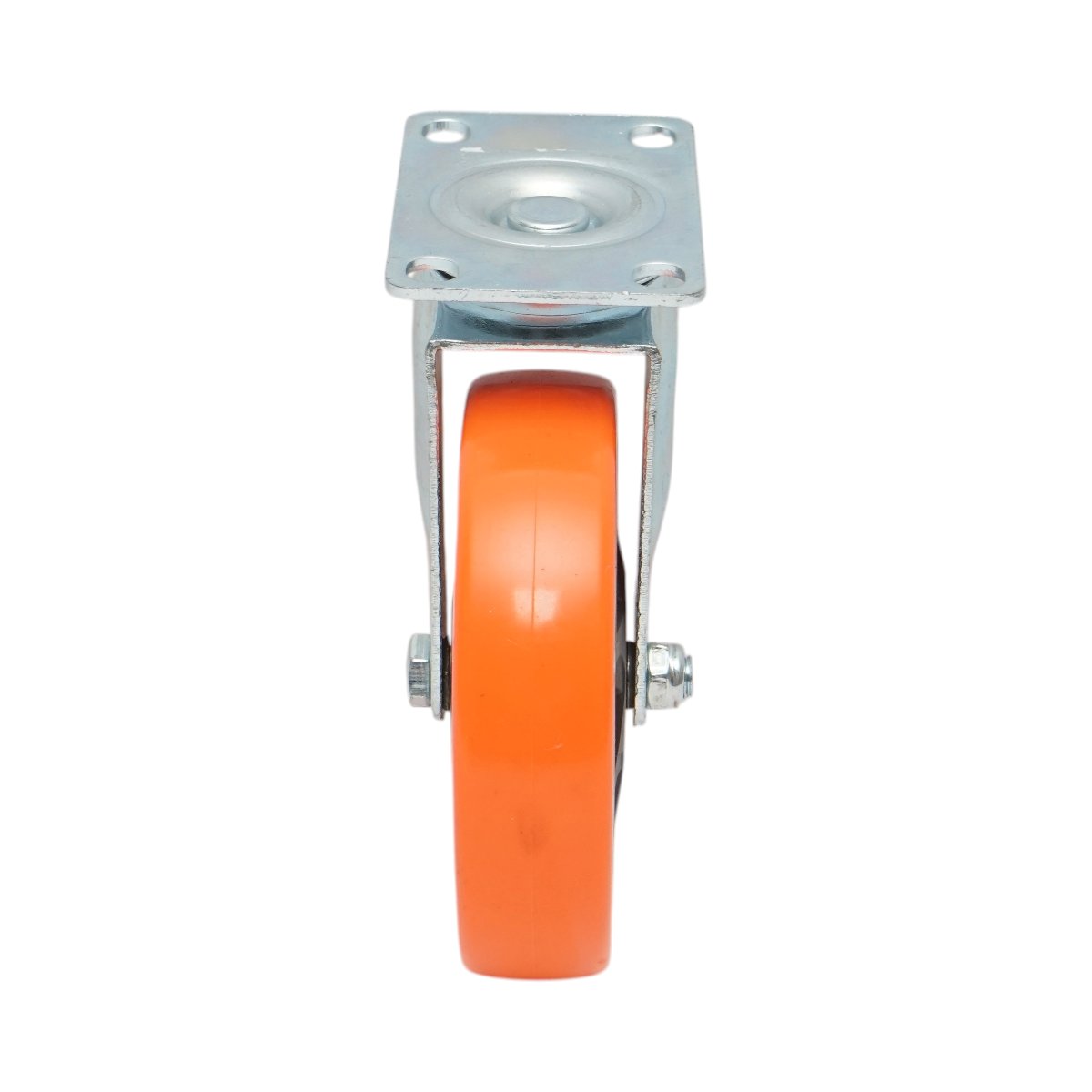 Roata pivotanta 125x31mm fara frana, PVC portocaliu, placa otel 94x63mm 100kg - imagine 4
