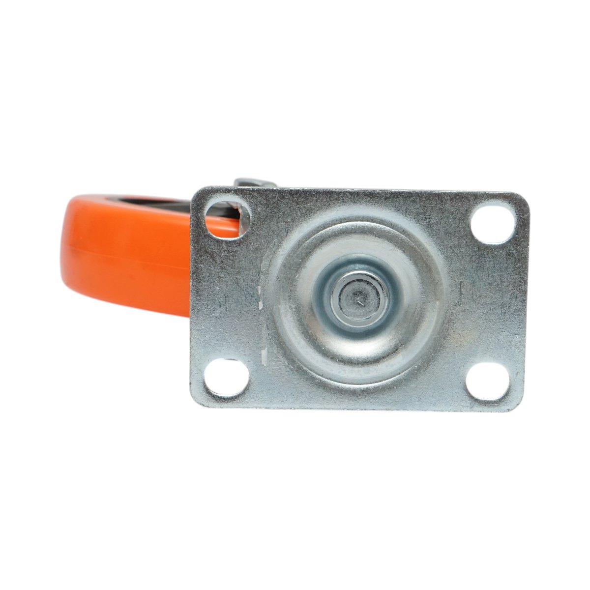 Roata pivotanta 125x31mm fara frana, PVC portocaliu, placa otel 94x63mm 100kg - imagine 7