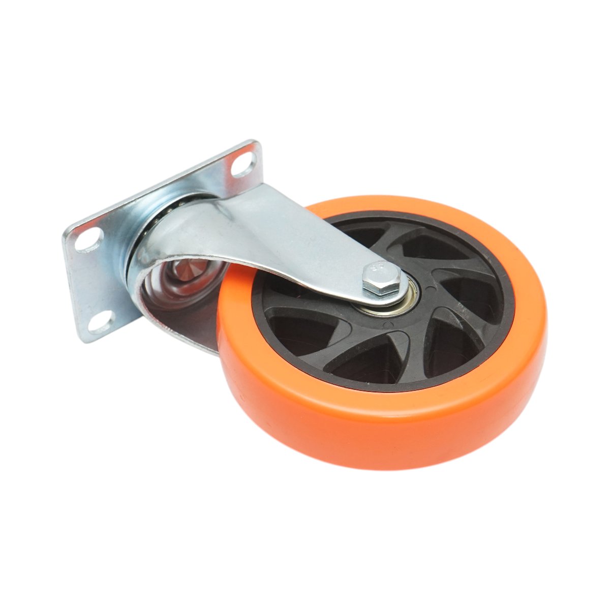 Roata pivotanta 125x31mm fara frana, PVC portocaliu, placa otel 94x63mm 100kg - imagine 6
