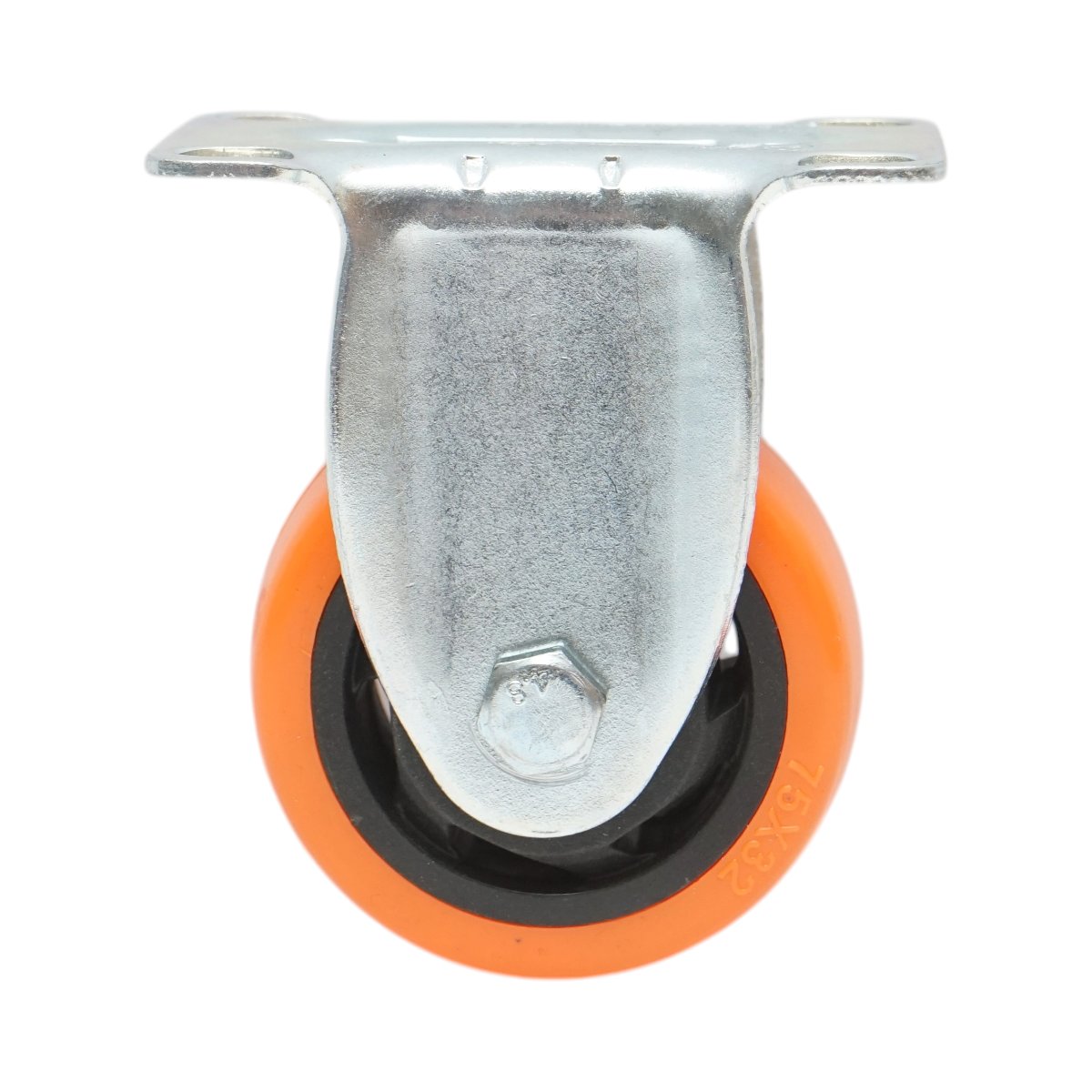 Roata fixa 75x31mm fara frana, PVC portocaliu, placa otel 94x63mm 80kg - imagine 2