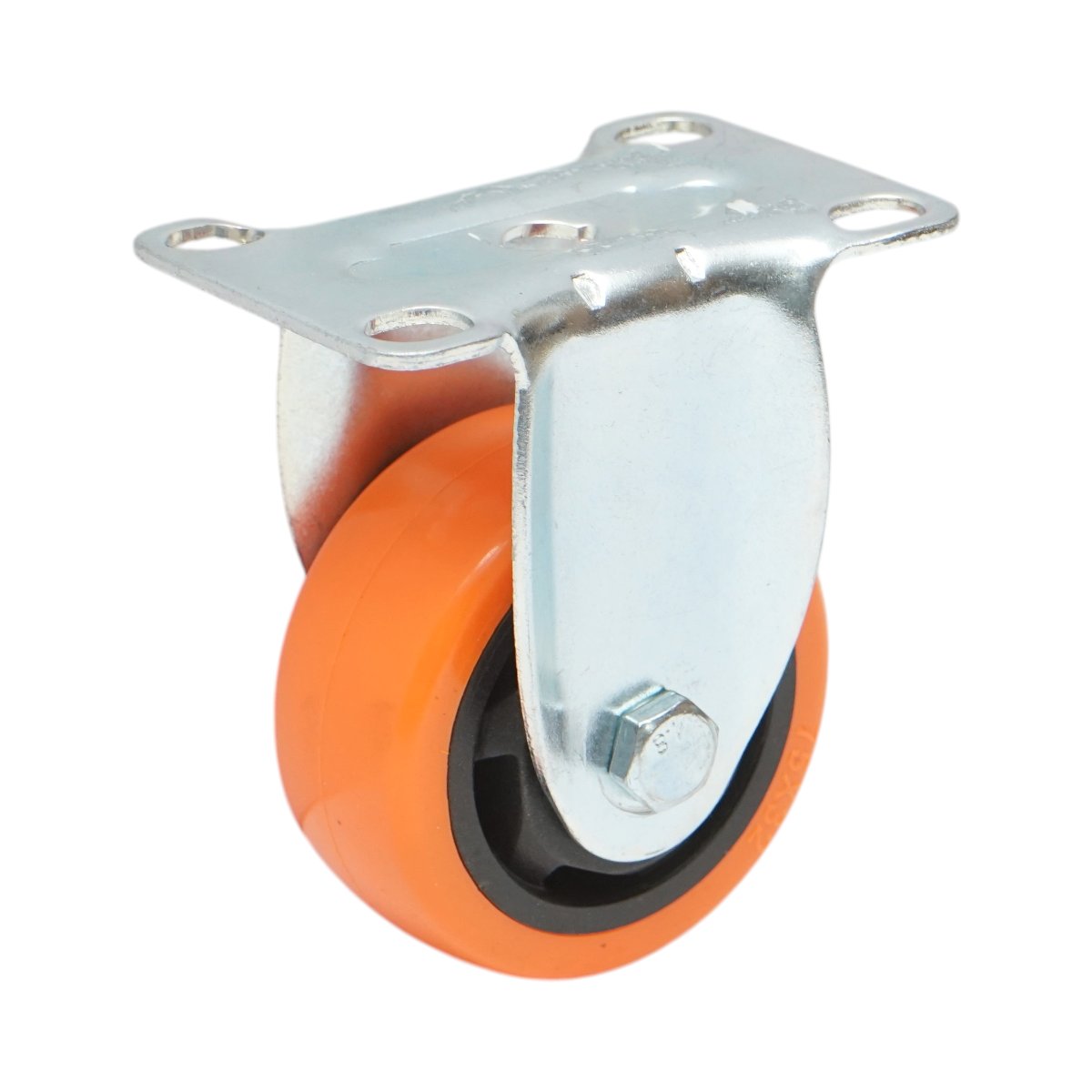Roata fixa 75x31mm fara frana, PVC portocaliu, placa otel 94x63mm 80kg - imagine 5
