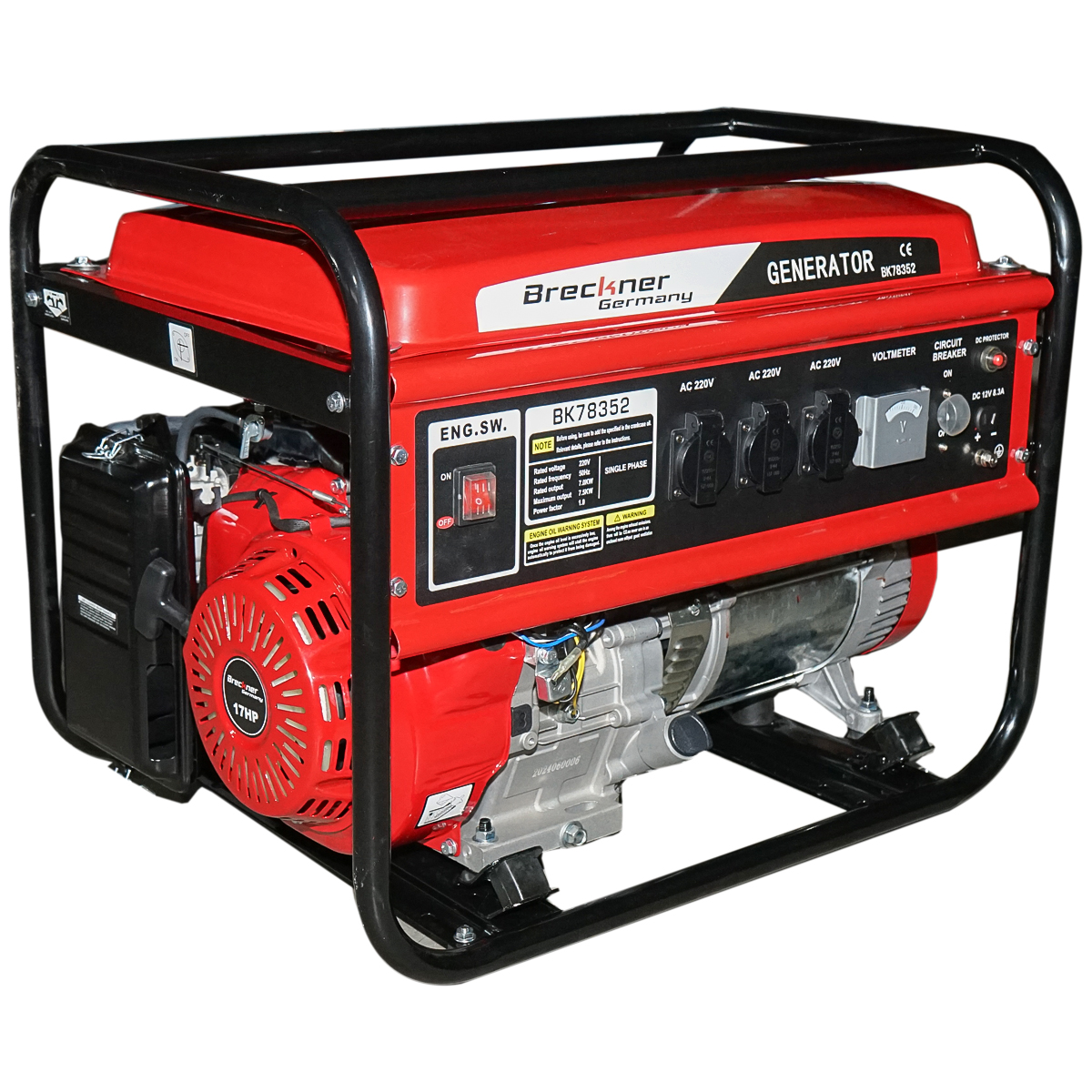 Generator electric 7.5kW/220V, motor pe benzina  17CP, pornire manuala Breckner Germany - imagine 5