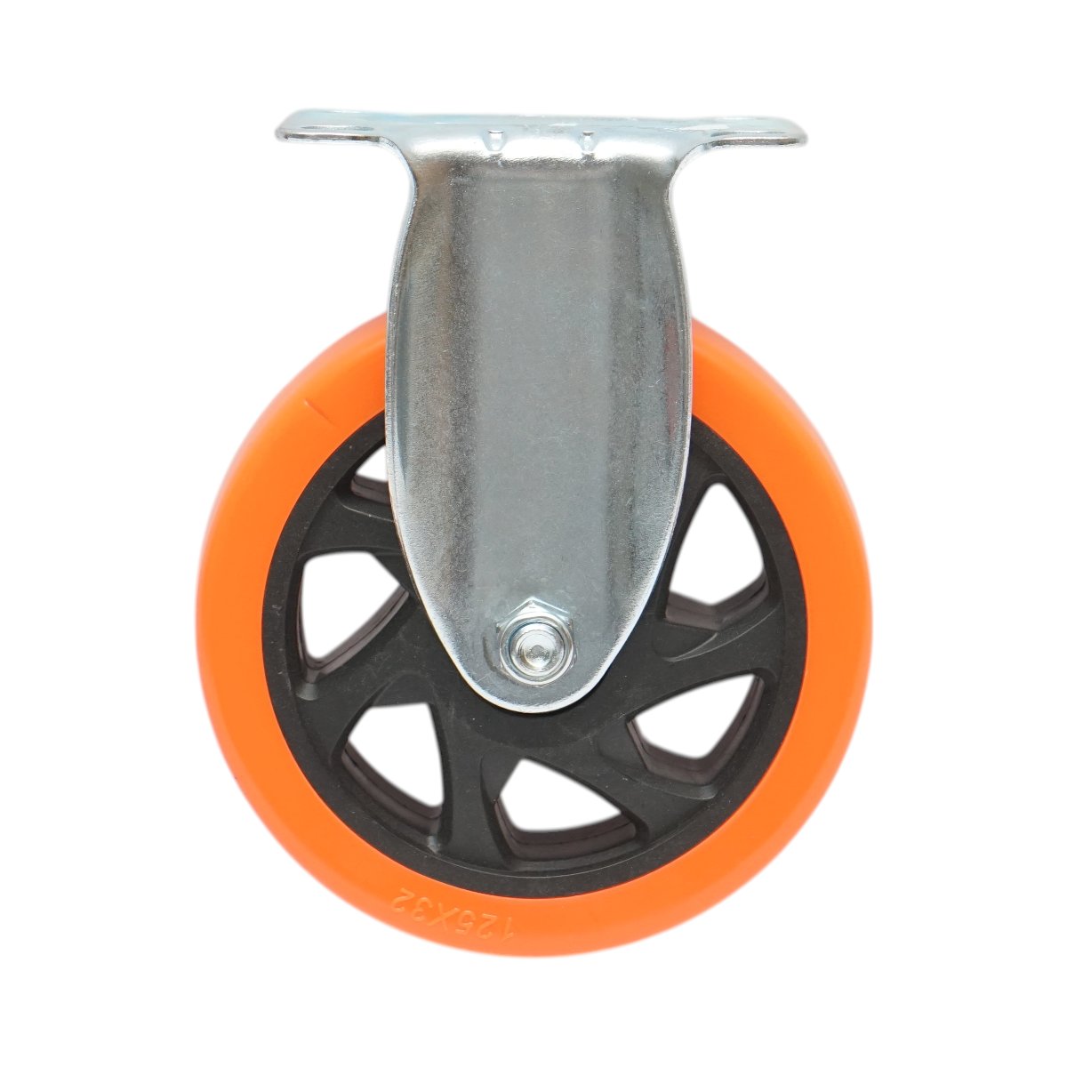 Roata fixa 125x31mm fara frana, PVC portocaliu, placa otel 94x63mm 100kg - imagine 2