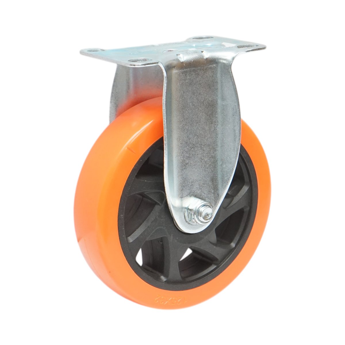 Roata fixa 125x31mm fara frana, PVC portocaliu, placa otel 94x63mm 100kg - imagine 5
