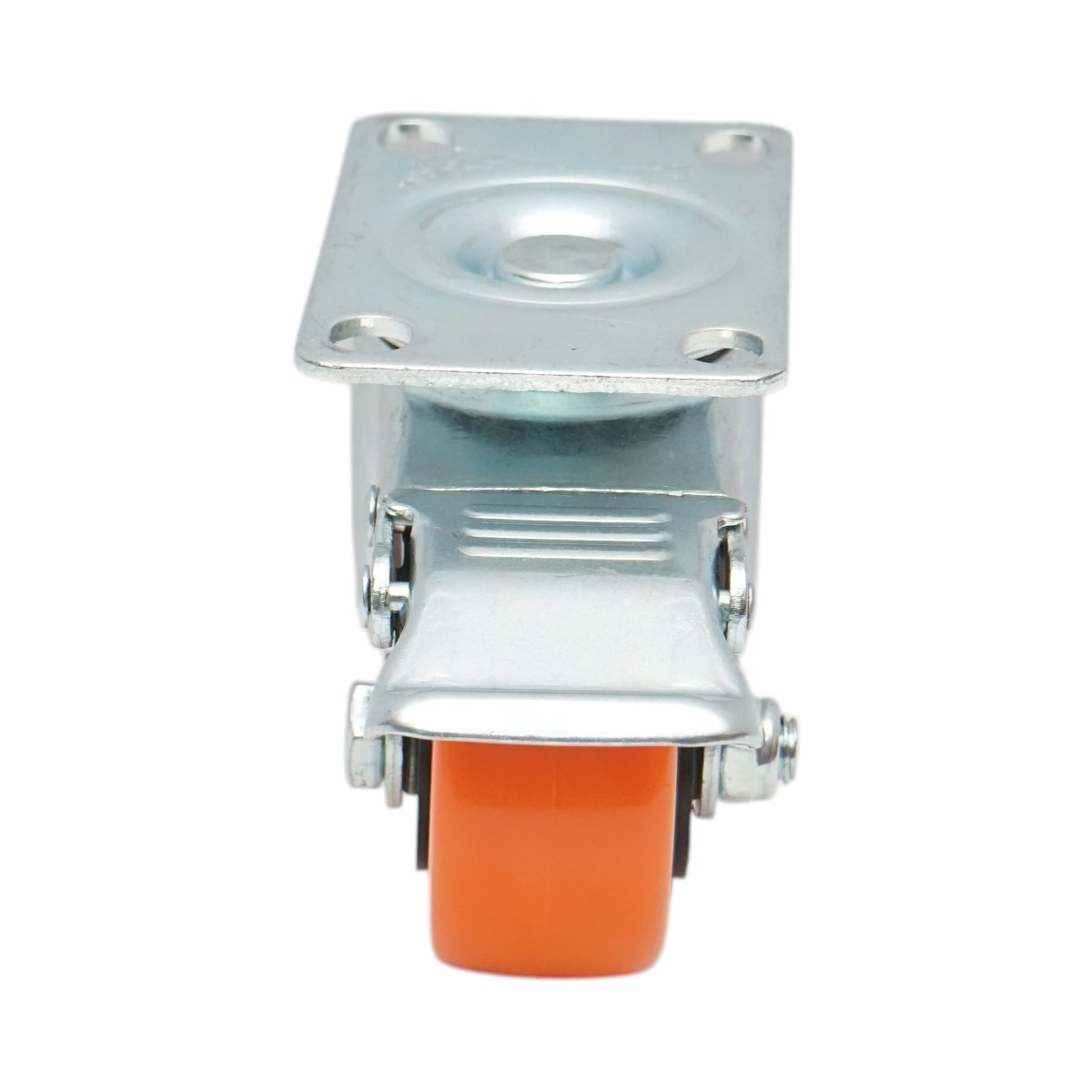 Roata pivotanta 64x31mm cu frana, PVC portocaliu, placa otel 94x63mm 60kg - imagine 4