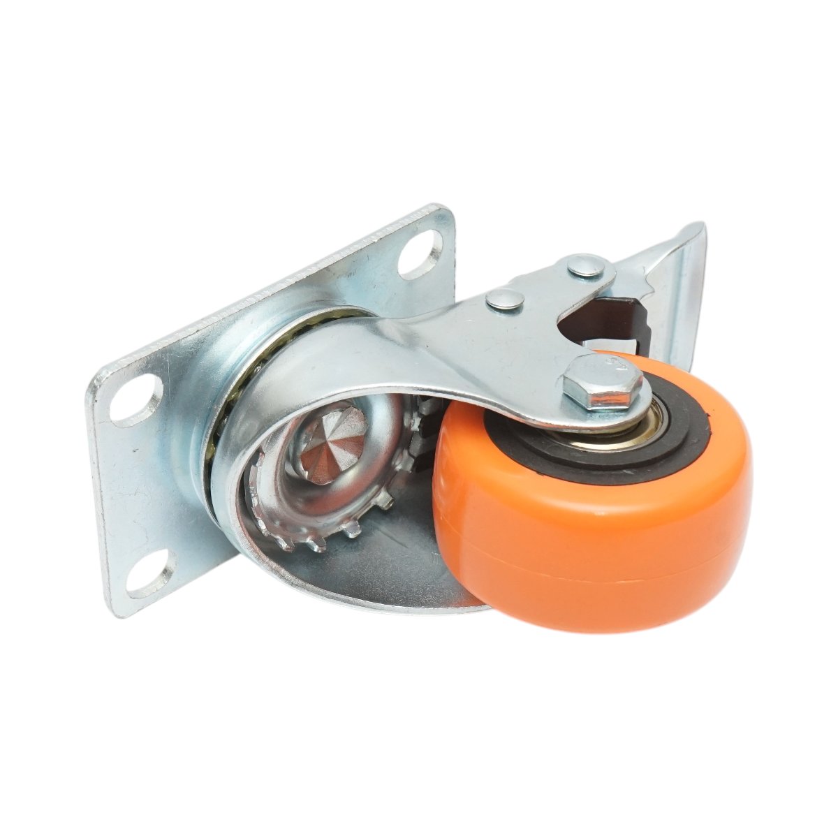 Roata pivotanta 64x31mm cu frana, PVC portocaliu, placa otel 94x63mm 60kg - imagine 6