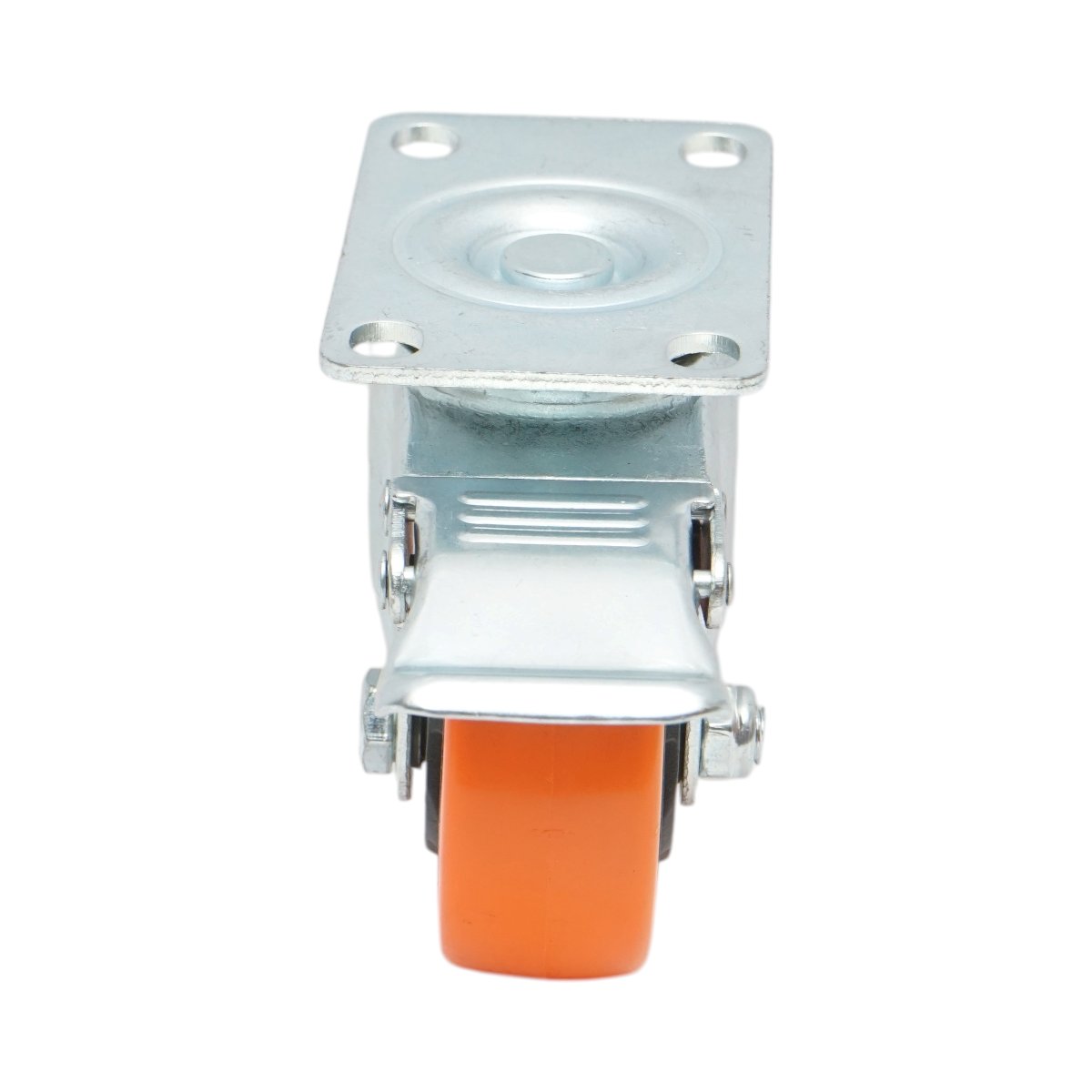 Roata pivotanta 75x31mm cu frana, PVC portocaliu, placa otel 94x63mm 80kg - imagine 4