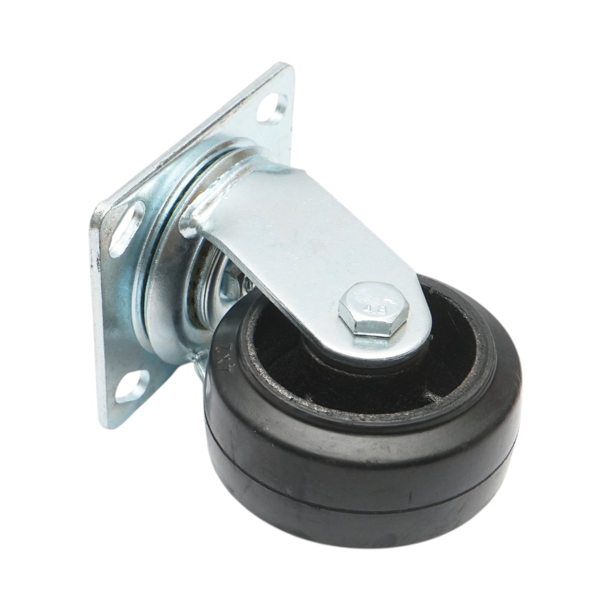 Roata pivotanta industriala 100x50mm fara frana, cauciuc plin negru, placa otel 115x100mm 100kg - imagine 6
