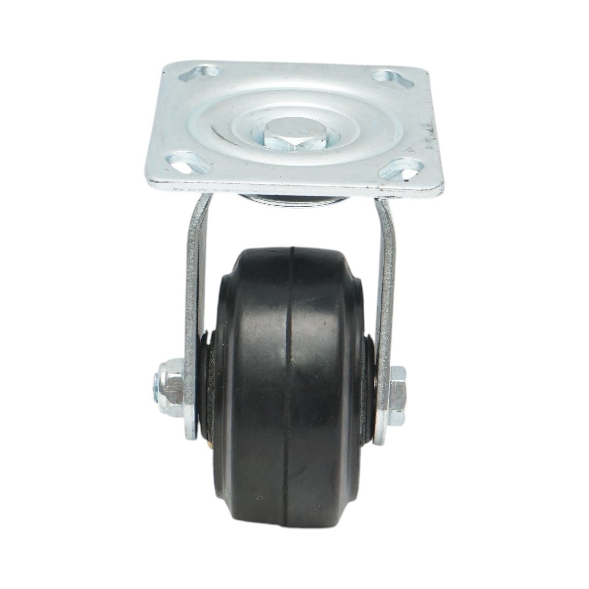Roata pivotanta industriala 100x50mm fara frana, cauciuc plin negru, placa otel 115x100mm 100kg - imagine 5