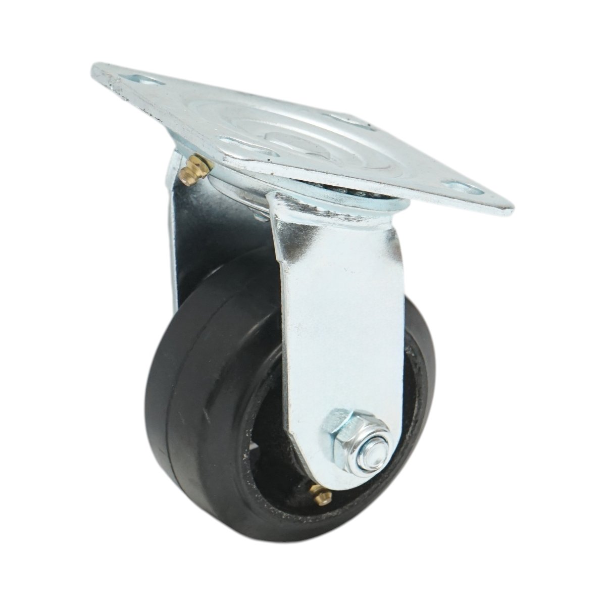 Roata pivotanta industriala 100x50mm fara frana, cauciuc plin negru, placa otel 115x100mm 100kg - imagine 4