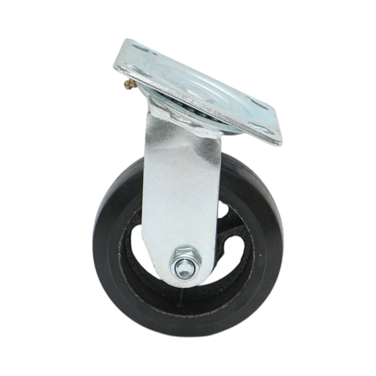 Roata pivotanta industriala 125x50mm fara frana, cauciuc plin negru, placa otel 115x100mm 130kg - imagine 2