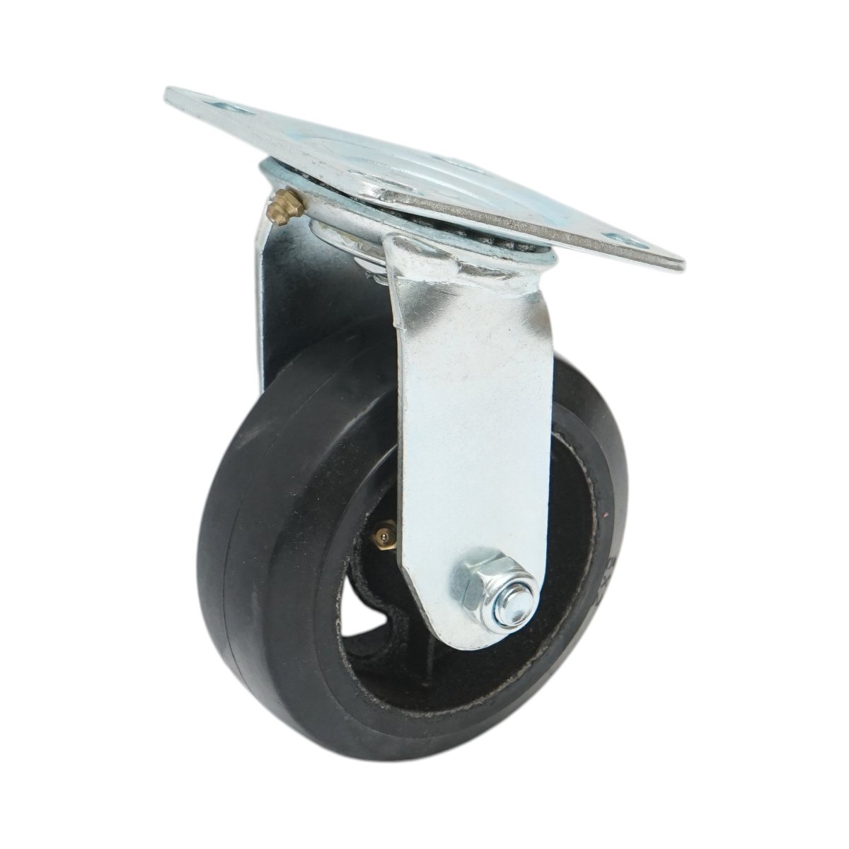 Roata pivotanta industriala 125x50mm fara frana, cauciuc plin negru, placa otel 115x100mm 130kg - imagine 5