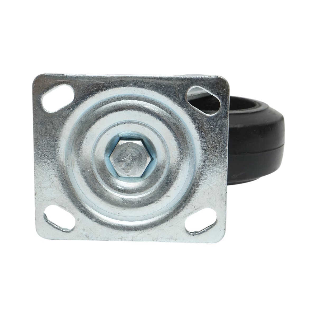 Roata pivotanta industriala 125x50mm fara frana, cauciuc plin negru, placa otel 115x100mm 130kg - imagine 7