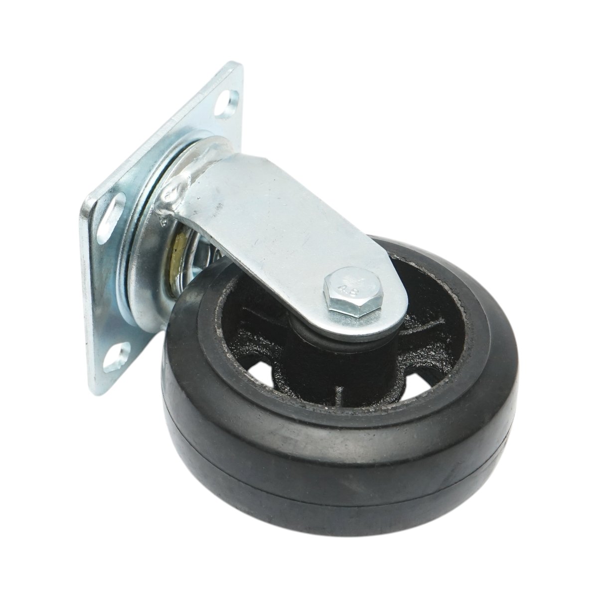 Roata pivotanta industriala 125x50mm fara frana, cauciuc plin negru, placa otel 115x100mm 130kg - imagine 6