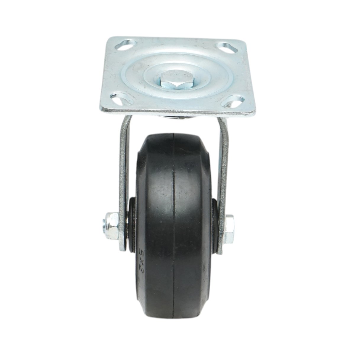 Roata pivotanta industriala 125x50mm fara frana, cauciuc plin negru, placa otel 115x100mm 130kg - imagine 4