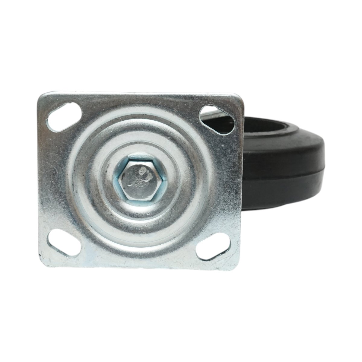 Roata pivotanta industriala 150x50mm fara frana, cauciuc plin negru, placa otel 115x100mm 200kg - imagine 7
