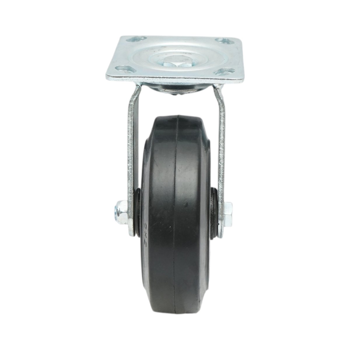 Roata pivotanta industriala 150x50mm fara frana, cauciuc plin negru, placa otel 115x100mm 200kg - imagine 4