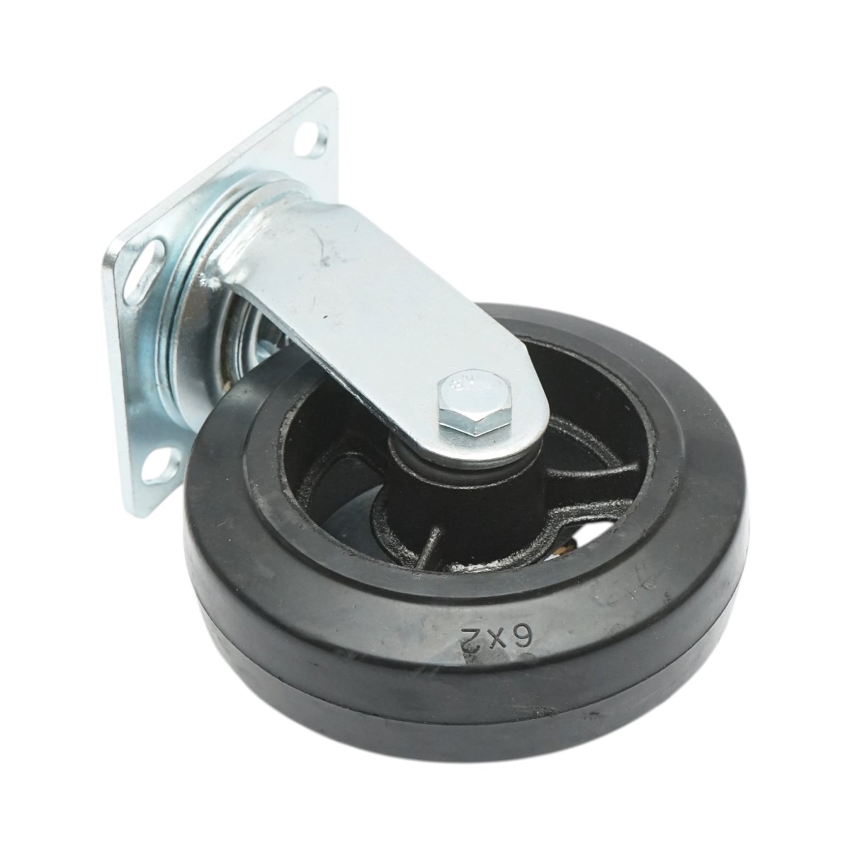 Roata pivotanta industriala 150x50mm fara frana, cauciuc plin negru, placa otel 115x100mm 200kg - imagine 6