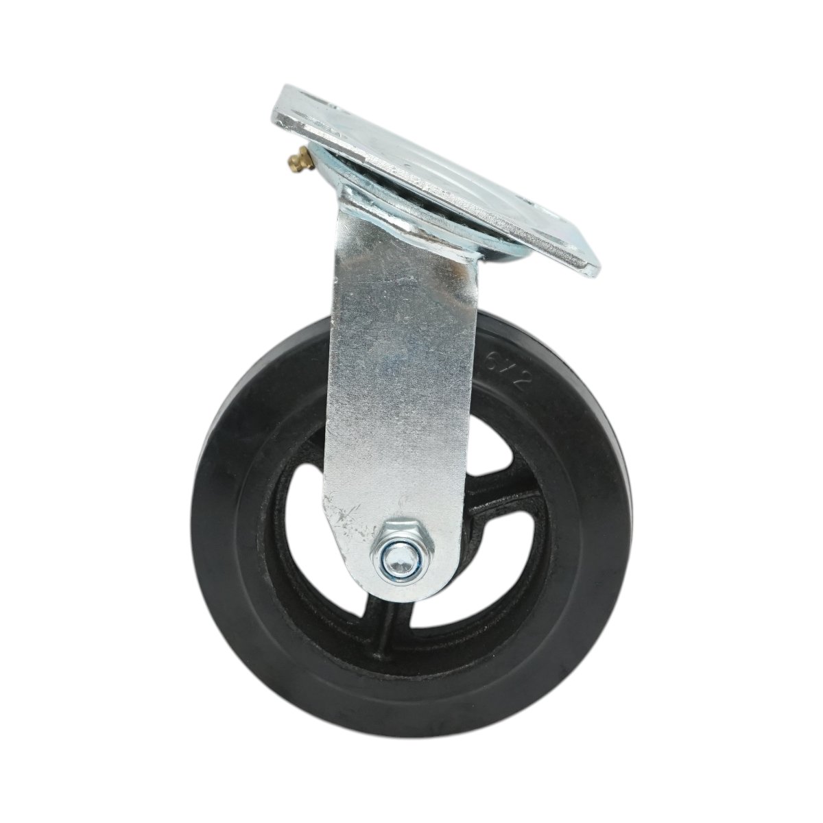 Roata pivotanta industriala 150x50mm fara frana, cauciuc plin negru, placa otel 115x100mm 200kg - imagine 2