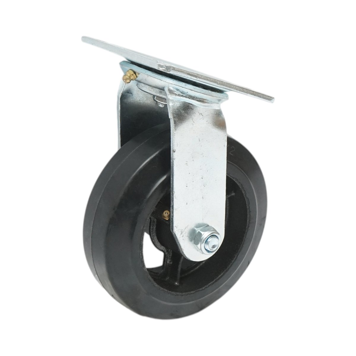 Roata pivotanta industriala 150x50mm fara frana, cauciuc plin negru, placa otel 115x100mm 200kg - imagine 5