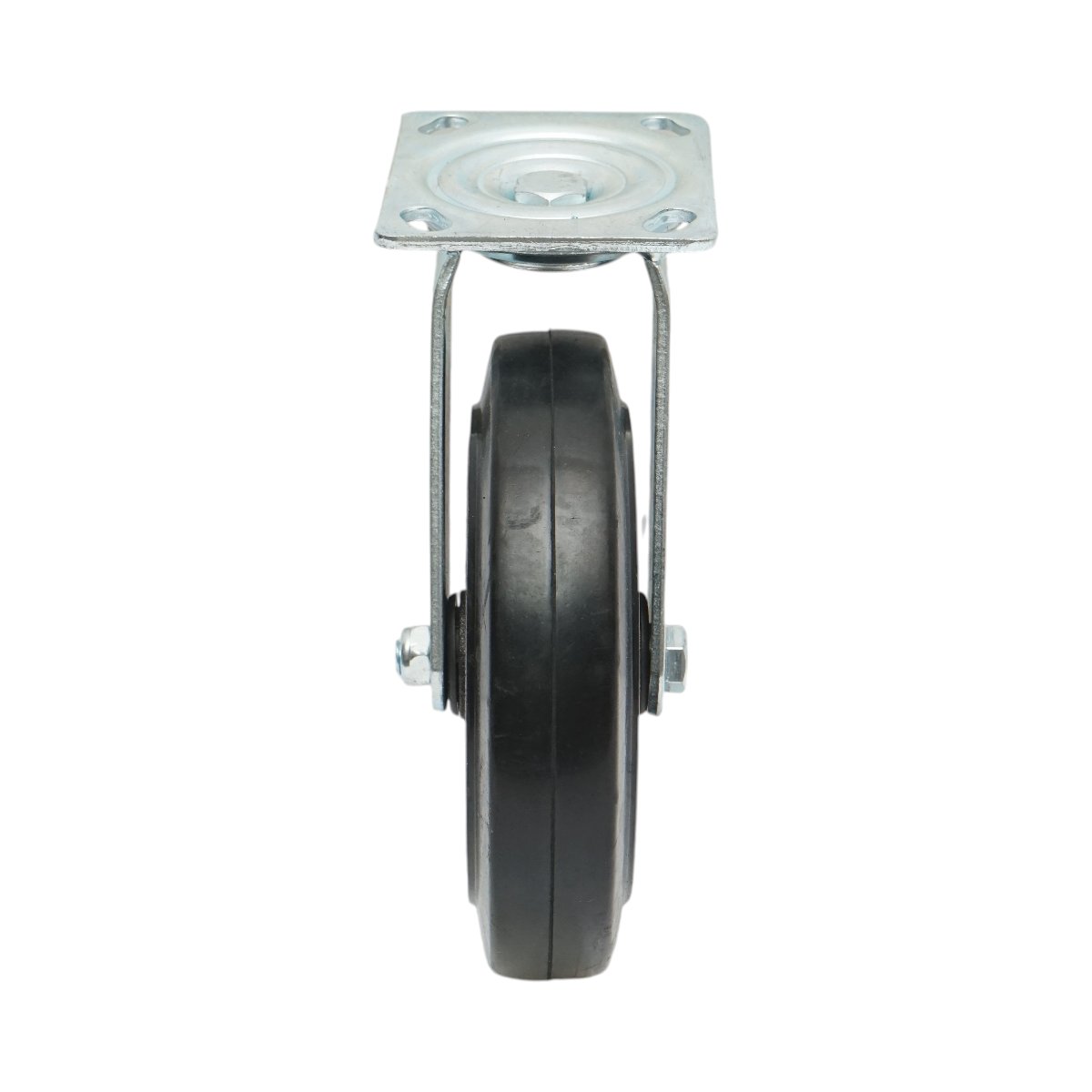 Roata pivotanta industriala 200x50mm fara frana, cauciuc plin negru, placa otel 115x100mm 220kg - imagine 4