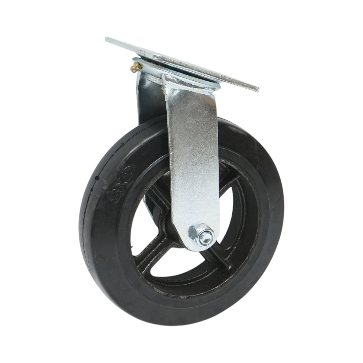 Roata pivotanta industriala 200x50mm fara frana, cauciuc plin negru, placa otel 115x100mm 220kg - imagine 5
