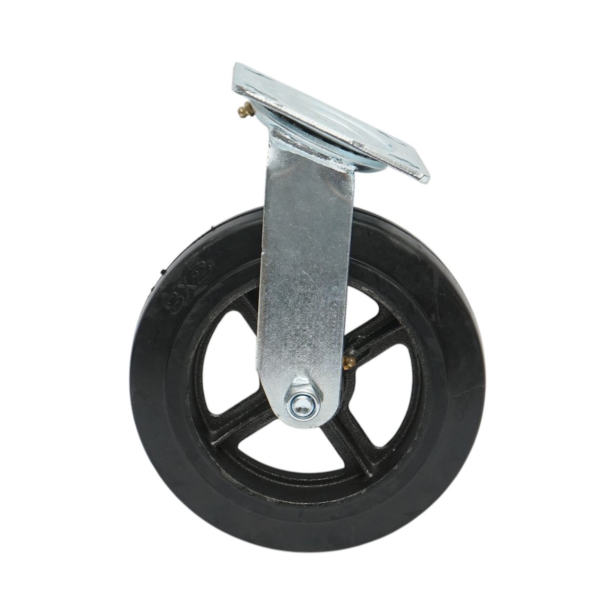 Roata pivotanta industriala 200x50mm fara frana, cauciuc plin negru, placa otel 115x100mm 220kg - imagine 2