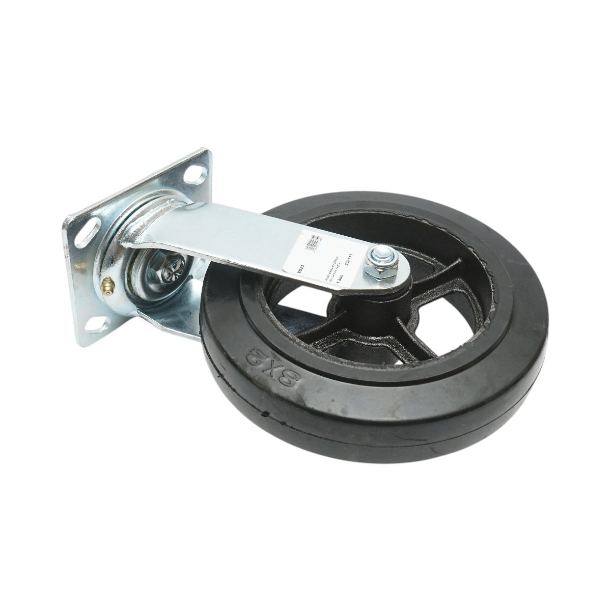 Roata pivotanta industriala 200x50mm fara frana, cauciuc plin negru, placa otel 115x100mm 220kg - imagine 6