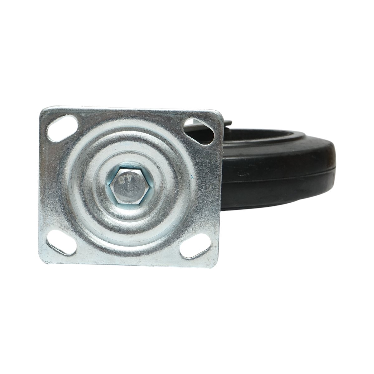 Roata pivotanta industriala 200x50mm fara frana, cauciuc plin negru, placa otel 115x100mm 220kg - imagine 7