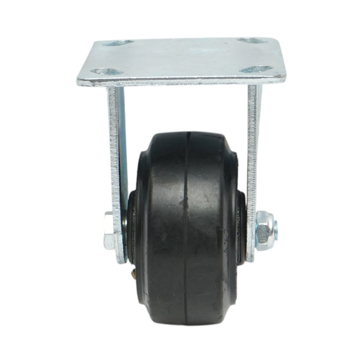 Roata fixa industriala 100x50mm fara frana, cauciuc plin negru, placa otel 115x100mm 100kg - imagine 4